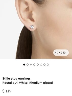 Stila White Crystal Stud Earrings Swarovski